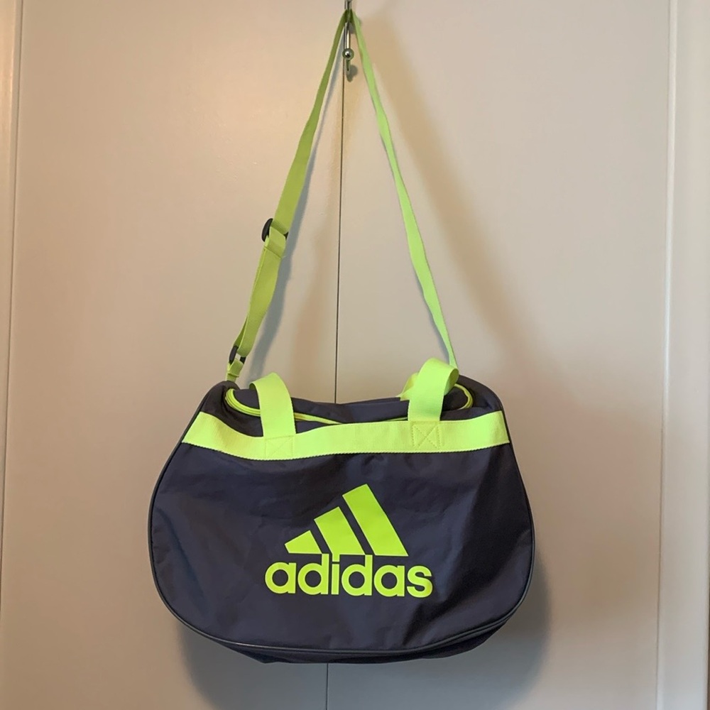 Adidas Gray & Neon Yellow Medium Sized Duffle Gym Bag